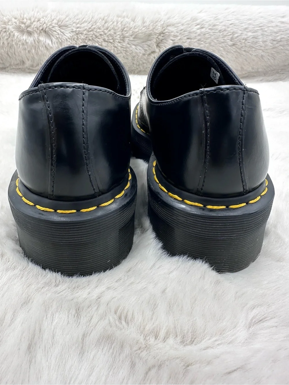 Dr. Martens 1461 Quad Platform Black Smooth Leather Shoes Mens Size 8
